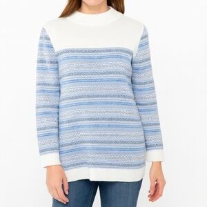 The Tog Shop Fair Isle Sweater in Light Blue and Cream Size Large
